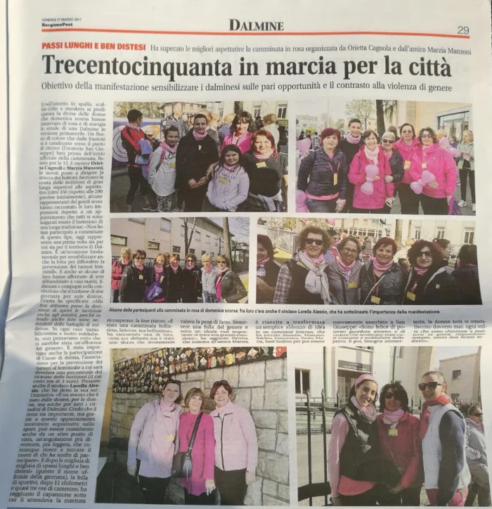 Trecentocinquanta in marca per la città | Rassegna Stampa | Associazione Cuore di Donna