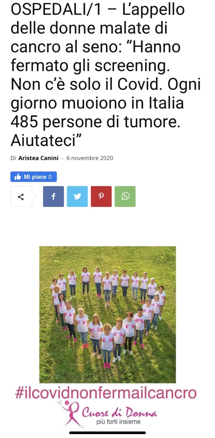L'appello delle donne malate di cancro al seno | Rassegna Stampa | Associazione Cuore di Donna