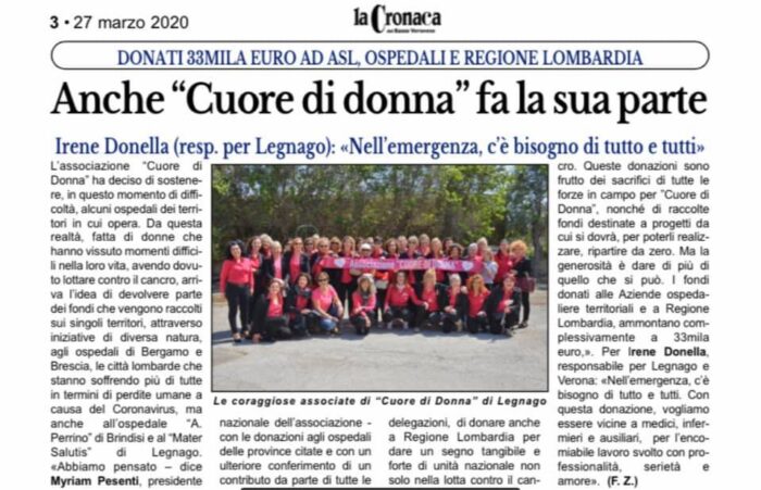 Anche Cuore di Donna fa la sua parte | Rassegna Stampa | Associazione Cuore di Donna
