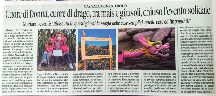 Cuore di Donna, Cuore di Drago, tra mais e girasoli, chiuso l'evento solidale | Rassegna Stampa | Associazione Cuore di Donna
