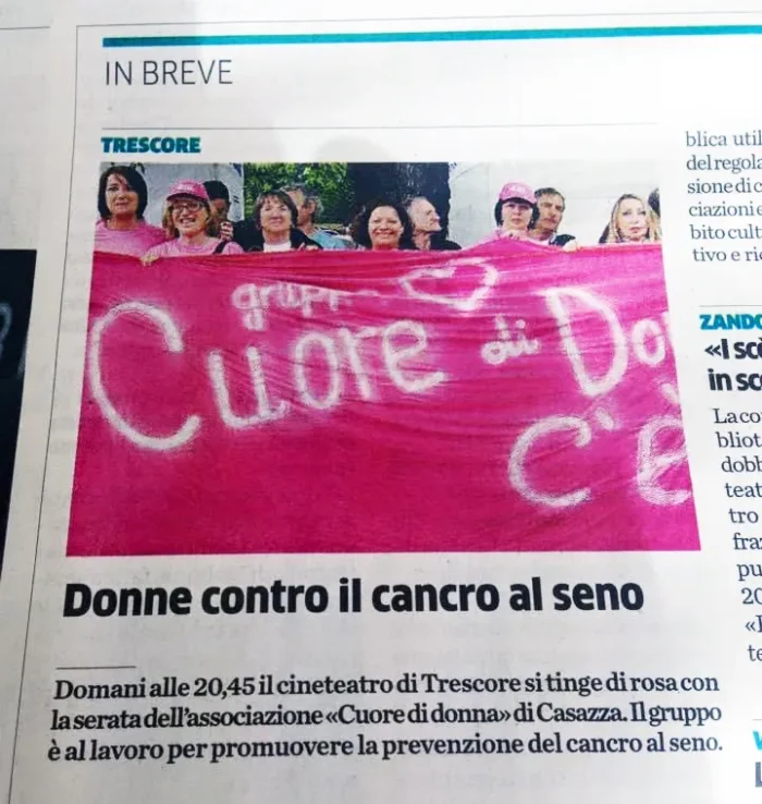 Donne contro il cancro al seno | Rassegna Stampa | Associazione Cuore di Donna