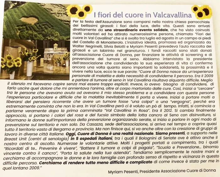 I fiori del Cuore in Valcavallina | Rassegna Stampa | Associazione Cuore di Donna
