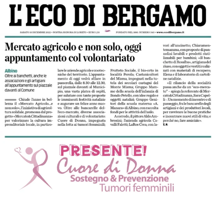 Mercato agricolo e non solo, oggi appuntamento col volontariato | Rassegna Stampa | Associazione Cuore di Donna