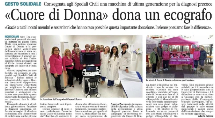 Cuore di Donna dona un ecografo | Rassegna Stampa