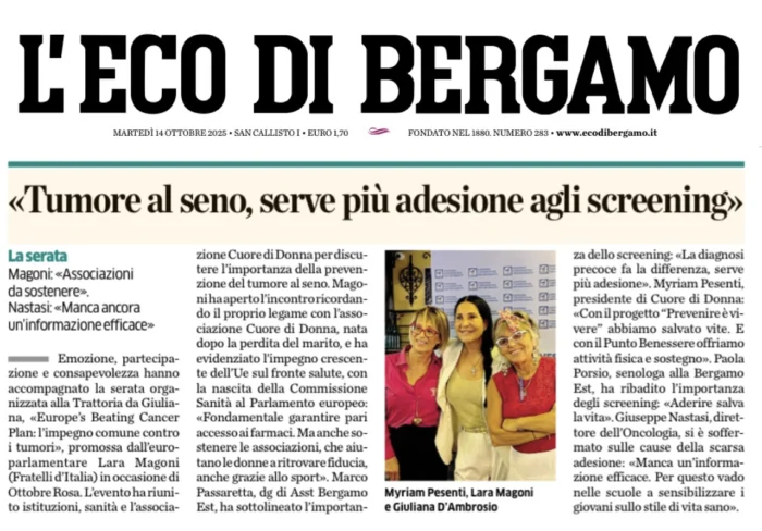 Tumore al seno - Serve più adesione agli screening | Rassegna Stampa | Associazione Cuore di Donna