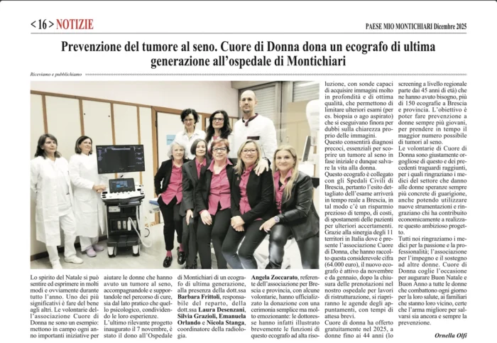 Cuore di Donna dona Ecografo di ultima generazione | Rassegna Stampa