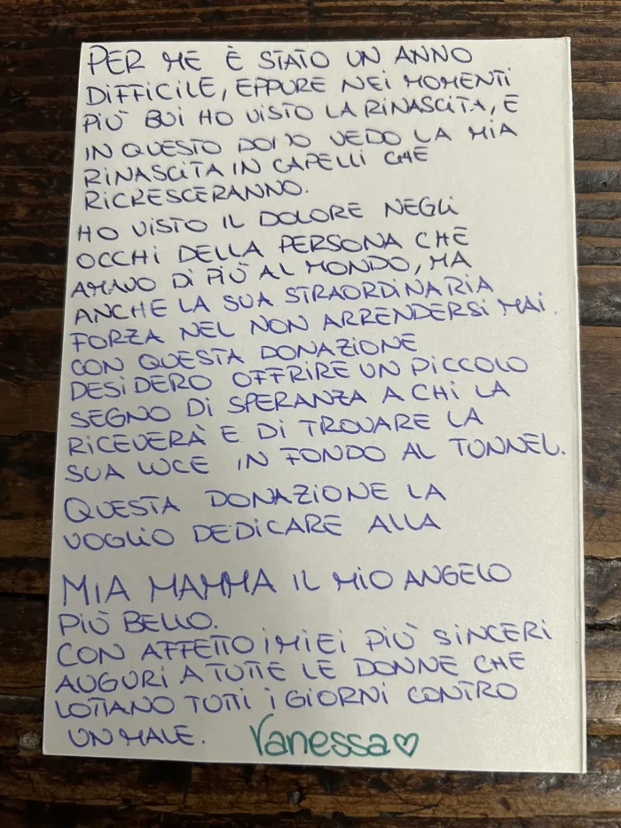 Lettera - Donazione Capelli | Capelli Donati | Progetto DONAMI: Capelli per la Vita | Associazione Cuore di Donna